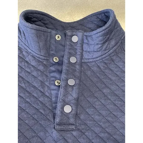 Eddie Bauer Sweater Adult XL Blue Quilted 1/4 Button Long Sleeve Pullover-Casual - Picture 7 of 10